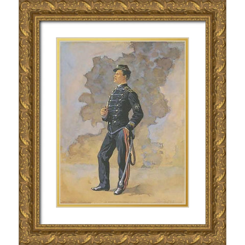 Lieutenant Engineer Battalion Gold Ornate Wood Framed Art Print with Double Matting by Remington, Frederic