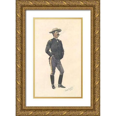 Lieutenant Hardie Gold Ornate Wood Framed Art Print with Double Matting by Remington, Frederic