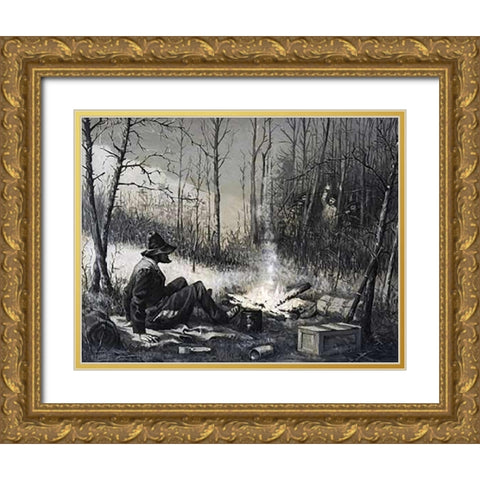The Capture Of The German Gold Ornate Wood Framed Art Print with Double Matting by Remington, Frederic