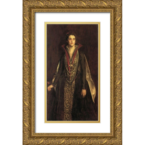 Countess of Rocksavage Gold Ornate Wood Framed Art Print with Double Matting by Sargent, John Singer