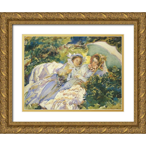 Simplon Pass, the Tease, 1911 Gold Ornate Wood Framed Art Print with Double Matting by Sargent, John Singer