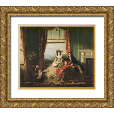 The Sitwell Children, 1787 Gold Ornate Wood Framed Art Print with Double Matting by Copley, John Singleton
