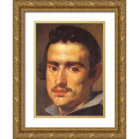 A Young Man Gold Ornate Wood Framed Art Print with Double Matting by Velazquez, Diego