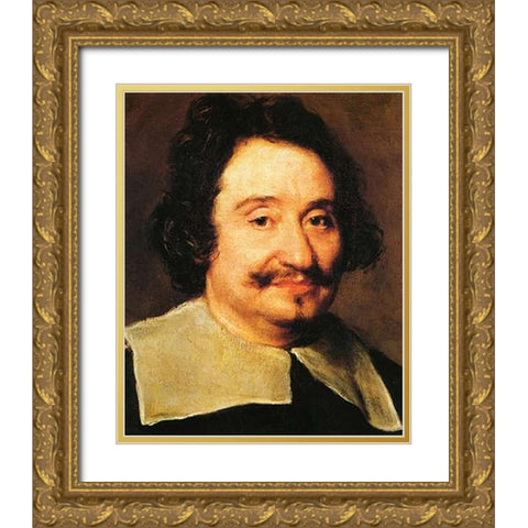 Barber To The Pope Gold Ornate Wood Framed Art Print with Double Matting by Velazquez, Diego