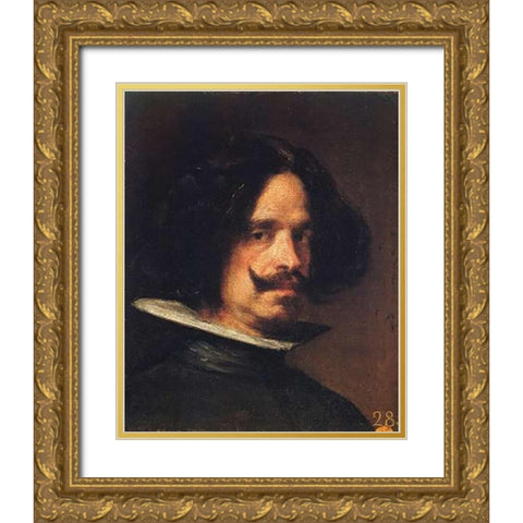 Self Portrait Gold Ornate Wood Framed Art Print with Double Matting by Velazquez, Diego