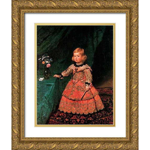 The Infanta Margarita Gold Ornate Wood Framed Art Print with Double Matting by Velazquez, Diego