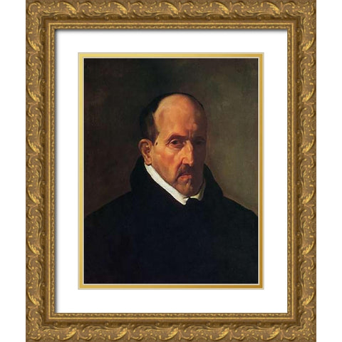 The Poet Don Luis De Gongora YArgote Gold Ornate Wood Framed Art Print with Double Matting by Velazquez, Diego