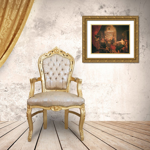 The Spinners The Fable Of Arachne Gold Ornate Wood Framed Art Print with Double Matting by Velazquez, Diego
