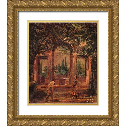 View Of The Gardens Of The Villa Medici Rome Gold Ornate Wood Framed Art Print with Double Matting by Velazquez, Diego