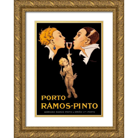 Porto Ramos Gold Ornate Wood Framed Art Print with Double Matting by Vincent, Rene