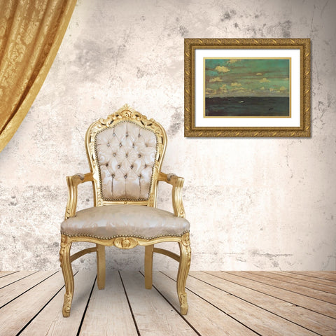 Violet And Silver A Deep Sea 1893 Gold Ornate Wood Framed Art Print with Double Matting by Whistler, James McNeill