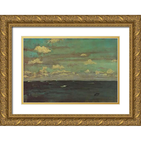 Violet And Silver A Deep Sea 1893 Gold Ornate Wood Framed Art Print with Double Matting by Whistler, James McNeill