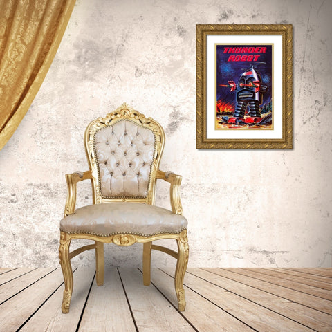 Thunder Robot Gold Ornate Wood Framed Art Print with Double Matting by Retrobot