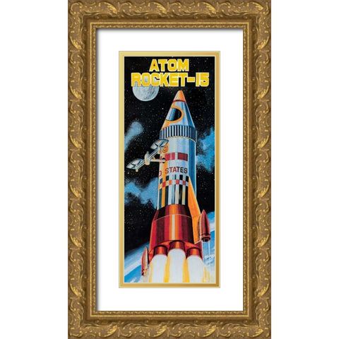 Atom Rocket-15 Gold Ornate Wood Framed Art Print with Double Matting by Retrobot