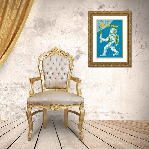 Mechanical Space Man Gold Ornate Wood Framed Art Print with Double Matting by Retrobot