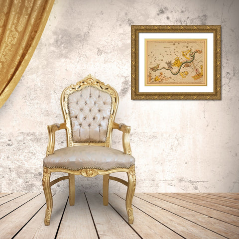 Noctua, Corvus, Crater, Sextans Uraniae, Hydra, Felis, Lupus, Centaurus, Antlia Pneumatica, Argo Nav Gold Ornate Wood Framed Art Print with Double Matting by Aspin, Jehoshaphat