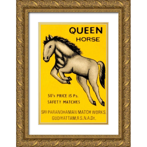 Queen Horse Matches Gold Ornate Wood Framed Art Print with Double Matting by Phillumenart