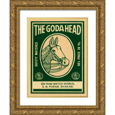 The Goda Head M Gold Ornate Wood Framed Art Print with Double Matting by Phillumenart