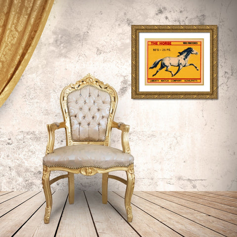 The Horse Matches Gold Ornate Wood Framed Art Print with Double Matting by Phillumenart