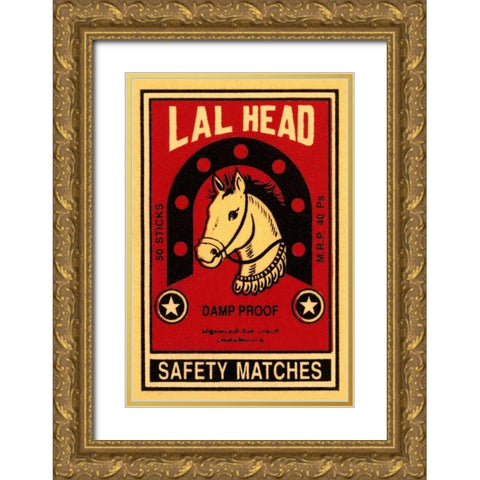 LAL Head Safety Matches Gold Ornate Wood Framed Art Print with Double Matting by Phillumenart