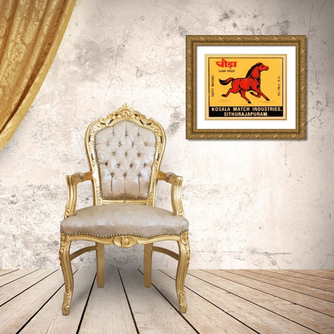 Kosala Match Industries Safety Matches Gold Ornate Wood Framed Art Print with Double Matting by Phillumenart