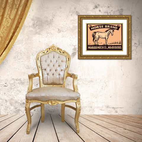 Horse Brand Matches Gold Ornate Wood Framed Art Print with Double Matting by Phillumenart
