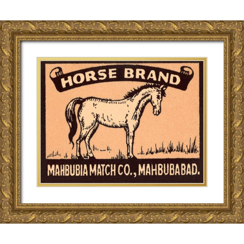 Horse Brand Matches Gold Ornate Wood Framed Art Print with Double Matting by Phillumenart