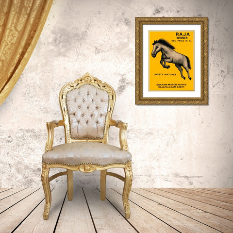 Raja Winner Safety Matches Gold Ornate Wood Framed Art Print with Double Matting by Phillumenart
