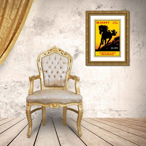 Blackey Safety Matches Gold Ornate Wood Framed Art Print with Double Matting by Phillumenart