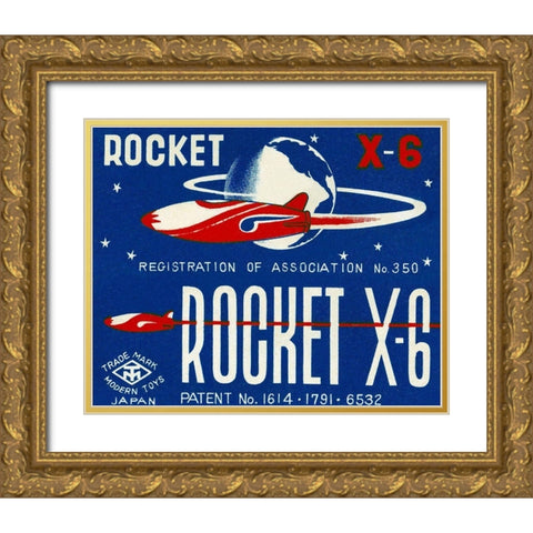 Rocket X-6 Gold Ornate Wood Framed Art Print with Double Matting by Retrobot