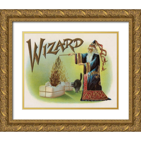 Wizard Gold Ornate Wood Framed Art Print with Double Matting by Halloween