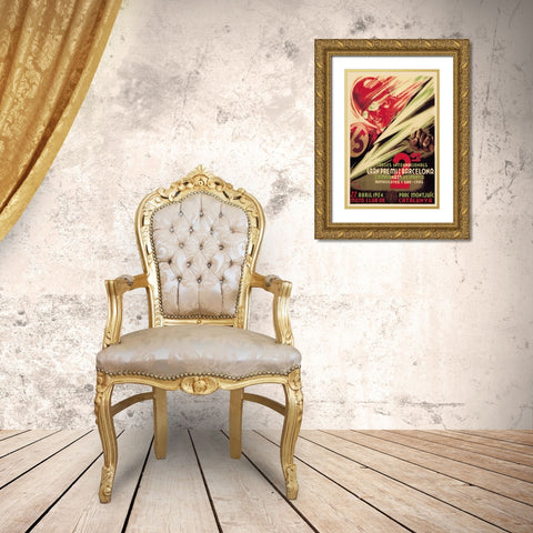 2nd International Barcelona Grand Prix Gold Ornate Wood Framed Art Print with Double Matting by Unknown