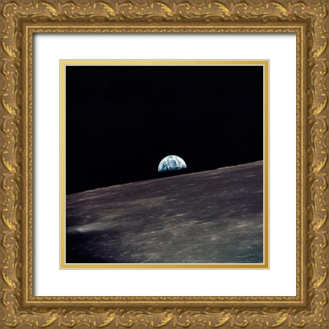 Earthrise, viewed from Apollo 10, 1969 Gold Ornate Wood Framed Art Print with Double Matting by NASA