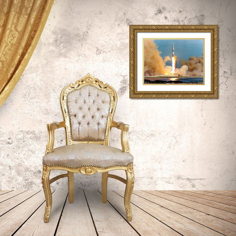 Launch of the Apollo 15 Mission to the Moon, 1971 Gold Ornate Wood Framed Art Print with Double Matting by NASA