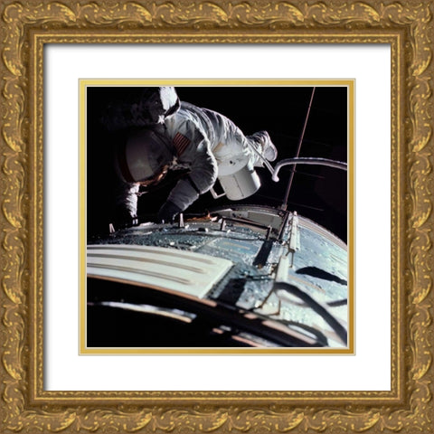 Extra Vehicular Activity, Apollo 17, 1972 Gold Ornate Wood Framed Art Print with Double Matting by NASA