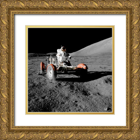 Lunar Roving Vehicle, Apollo 17, 1972 Gold Ornate Wood Framed Art Print with Double Matting by NASA