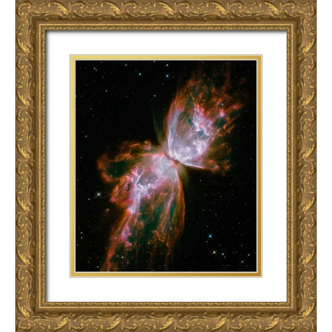 Butterfly Nebula Gold Ornate Wood Framed Art Print with Double Matting by NASA