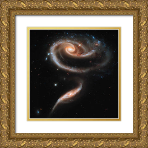 Interacting Galaxies Gold Ornate Wood Framed Art Print with Double Matting by NASA