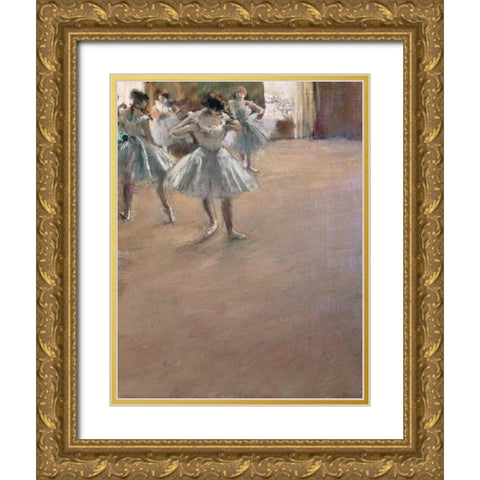 Danseuses Montant Un Escalier - right Gold Ornate Wood Framed Art Print with Double Matting by Degas, Edgar