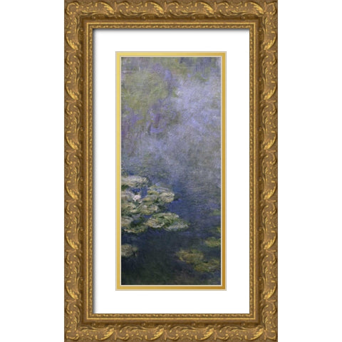 Water Lilies - Nympheas IV - left Gold Ornate Wood Framed Art Print with Double Matting by Monet, Claude