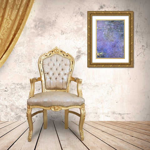 Water Lilies: Morning, c. 1914-26 (center) Gold Ornate Wood Framed Art Print with Double Matting by Monet, Claude