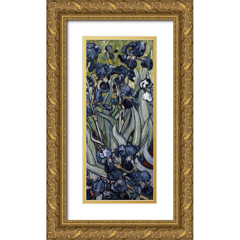 Irises (right) Gold Ornate Wood Framed Art Print with Double Matting by Van Gogh, Vincent