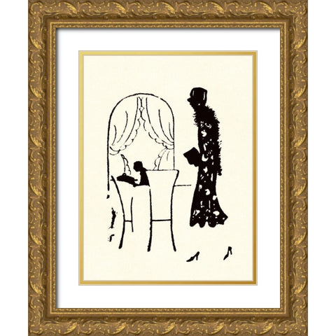 Dressed Woman Walks Into a Restaurant Gold Ornate Wood Framed Art Print with Double Matting by Parrish, Maxfield