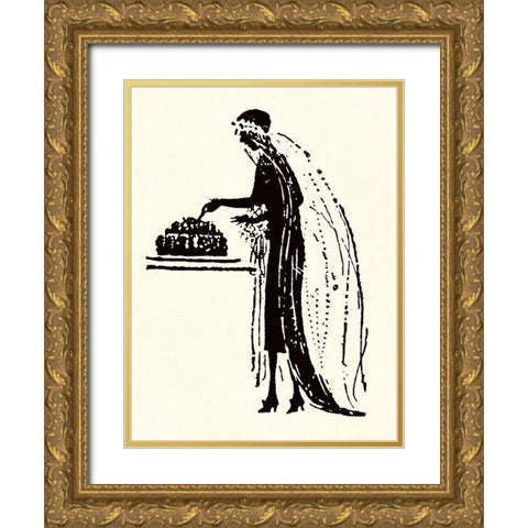 Bride Cuts Her Wedding Cake Gold Ornate Wood Framed Art Print with Double Matting by Parrish, Maxfield