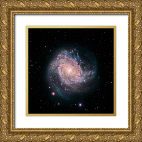 M83 - Spiral Galaxy - Hubble-Magellan Composite Gold Ornate Wood Framed Art Print with Double Matting by NASA