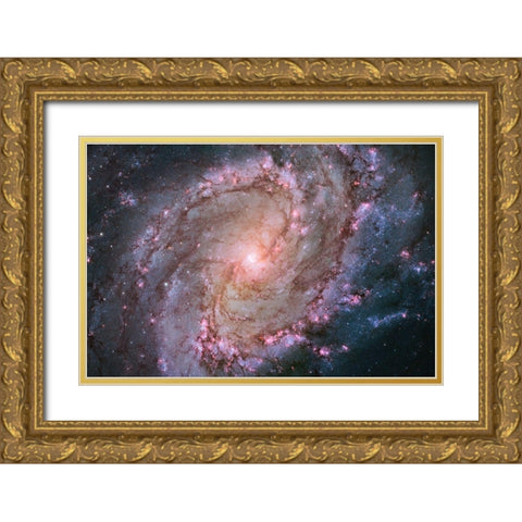 M83 - Spiral Galaxy Gold Ornate Wood Framed Art Print with Double Matting by NASA