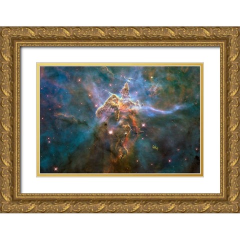 Mystic Mountain in the Carina Nebula Gold Ornate Wood Framed Art Print with Double Matting by NASA