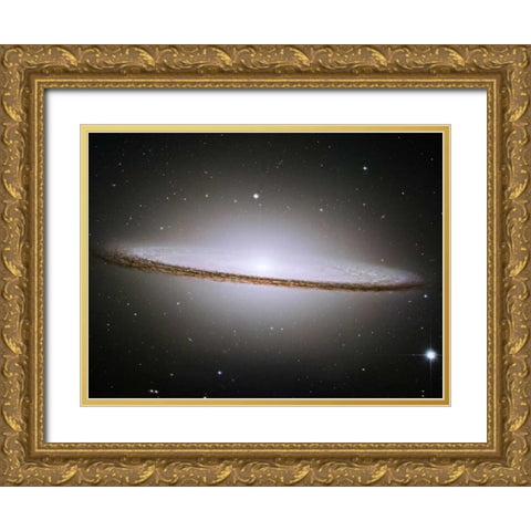 M104 - The Sombrero Galaxy - Visible Light Gold Ornate Wood Framed Art Print with Double Matting by NASA