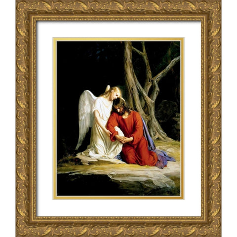 Agony in the Garden Gold Ornate Wood Framed Art Print with Double Matting by Bloch, Carl
