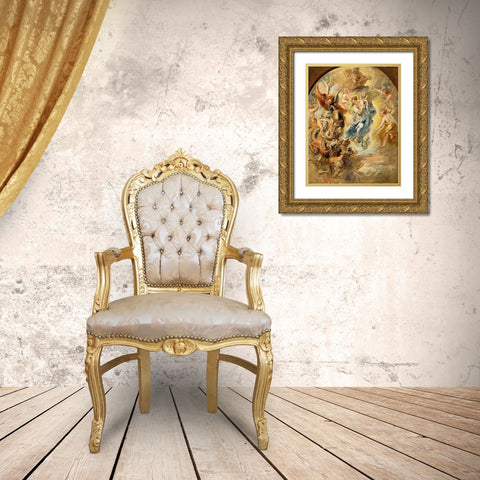 The Virgin as the Woman of the Apocalypse Gold Ornate Wood Framed Art Print with Double Matting by Rubens, Peter Paul